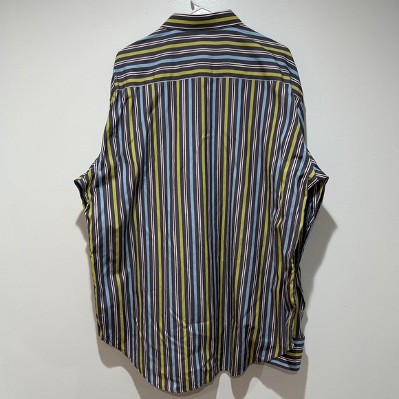 Robert Graham Mens Striped Flip Cuffs Button Up Shirt 2XL Embroidered Multicolor - Picture 9 of 13